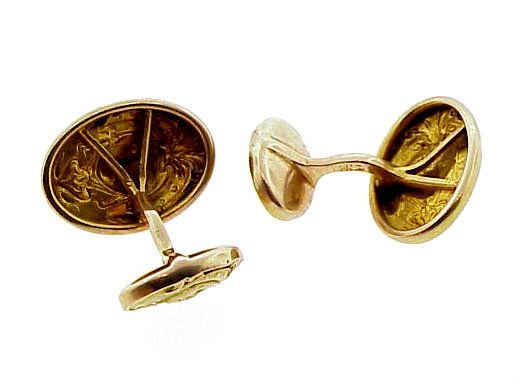 Krementz 14K Gold Art Nouveau Double Maiden Cufflinks