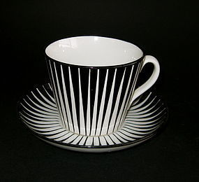 SET OF SIX ZEBRA COFFEE CUPS AND SAUCERS