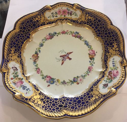 Beautiful French hand painted Royal blue Serves plate