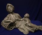 Master Japanese bronze mother and baby singed