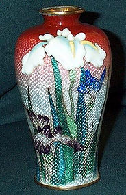 Rare Japanese Ginbari Moriage cloisone vase