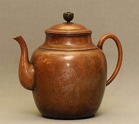 Japanese Copper Teapot w Etched Flowers