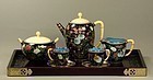 Japanese Cloisonne Enamel Tea Set on Copper