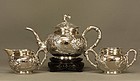 Chinese Silver Tea Set KWAN WO Canton Signed