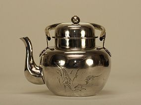 Japanese Silver Teapot c19th Century