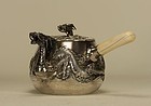 Japanese Silver Teapot w Relief Dragon Spout & Lid