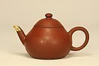 CHINESE YIXING PEAR SHAPED TEAPOT MENGCHEN & SIGNED