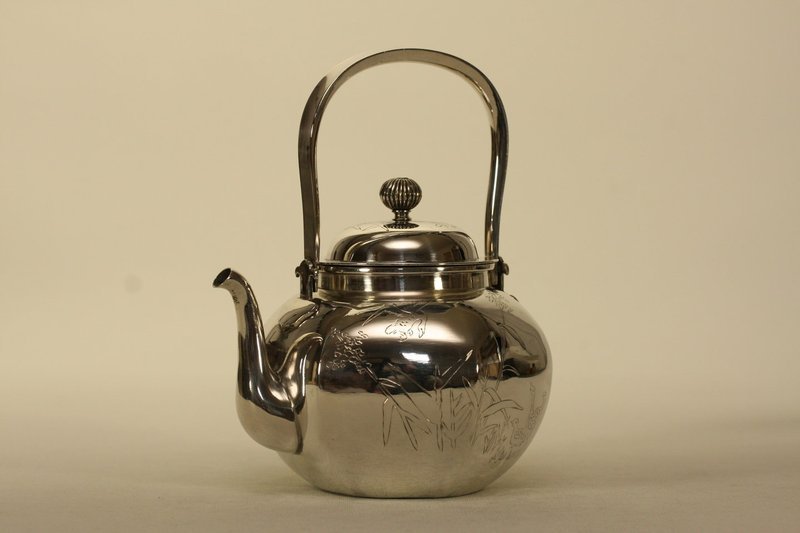 Chinese Silver Teapot Hexagon Shaped &amp; Signed