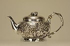 Japanese Silver Teapot Chrysanthemum Marked & Signed