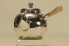 Japanese Silver Teapot w Side Handle Signed