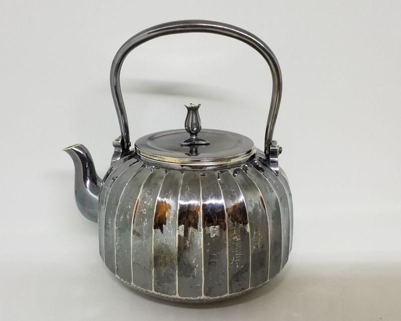 Japanese Silver Teapot w Greyish Tone Patina