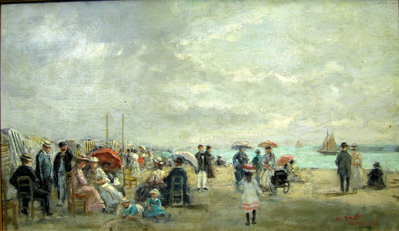 Beach with People at Trouville: Francois Gall