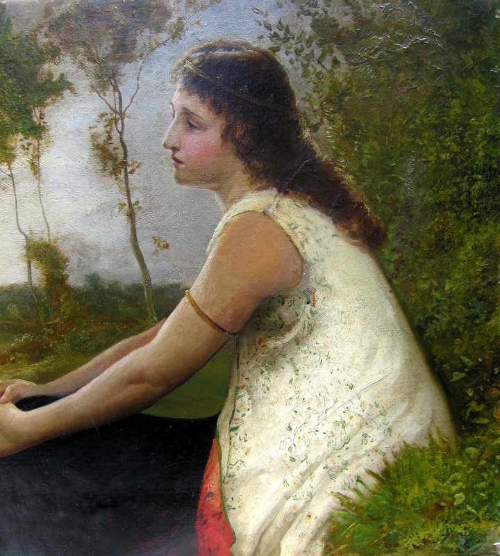Victorian Lady in Lush Landscape, Robert P Staples