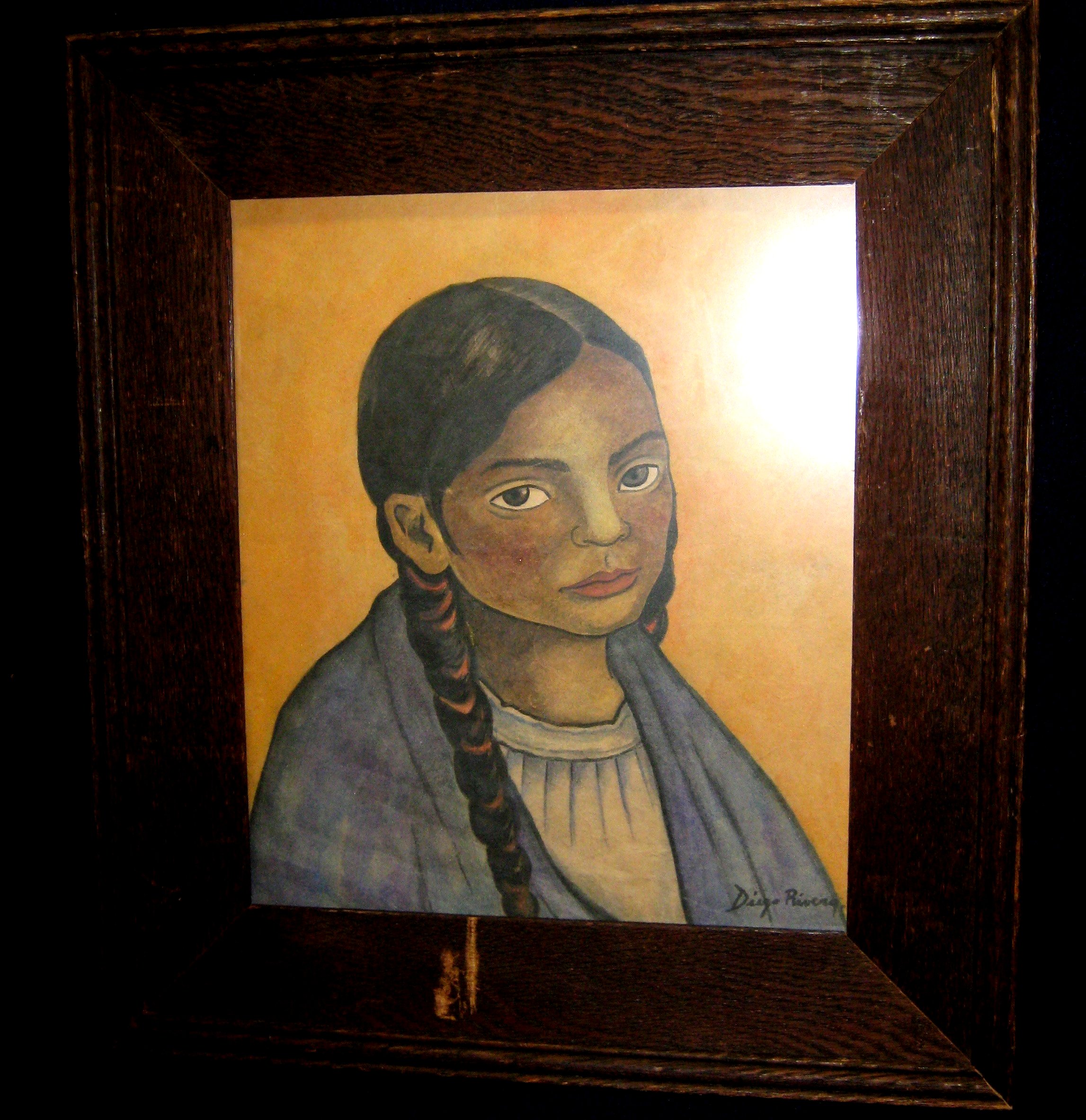 Mexican Girl in Braids: Diego Rivera