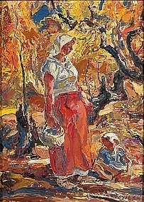 Figure with Autumn Background by John Costigan