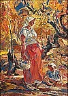 Figure with Autumn Background by John Costigan
