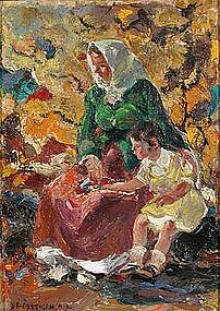 Mother & Daughter Amidst Autumn Leaves: John  Costigan