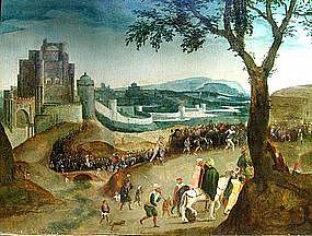 Religious Procession with Castle: Henri Met De Bles
