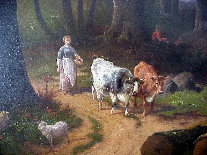 Shepherdess with Sheep &amp; Cows: Hendrik P.Koekkoek