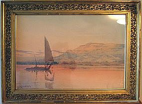 Nile Boats at Sunset: Augustus Osbourne Lamplough