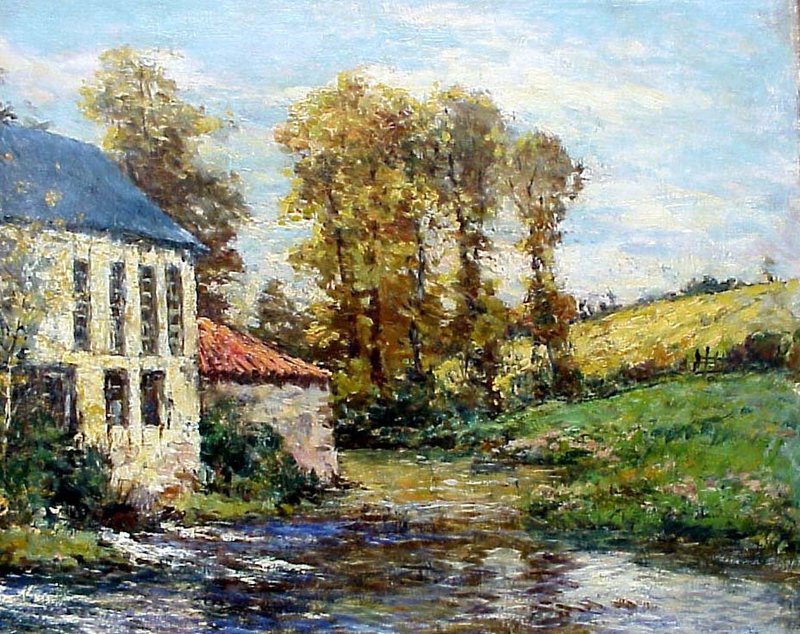 Mill on Pond in Autumn: Frederic Charles Vipont Ede