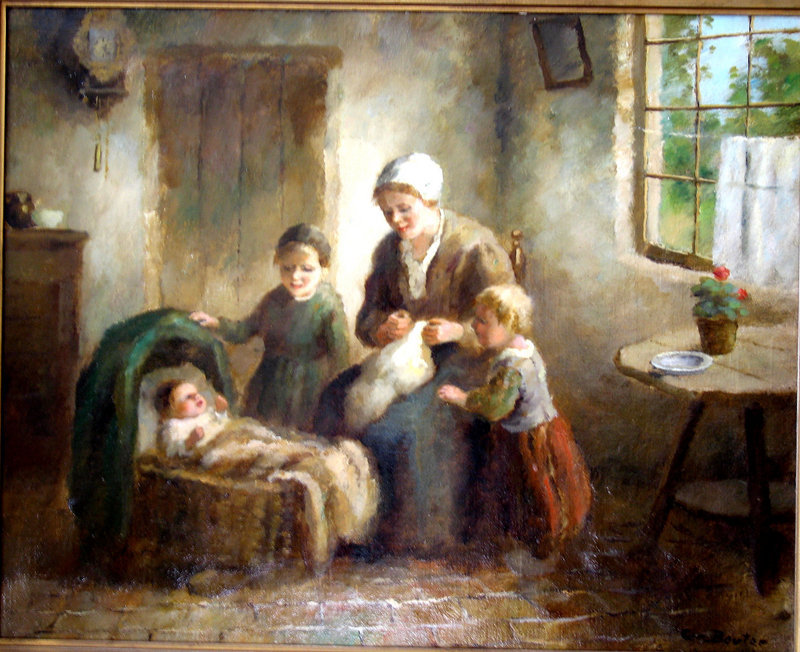 Mother &amp; Children in Kitchen: Cornelius Bouter