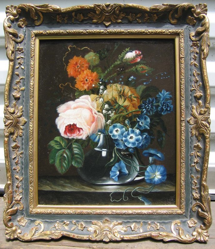 Dutch Flowers on Ledge: 19th C