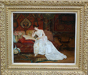 "Lady in White Dress on Sofa": George Croegaert