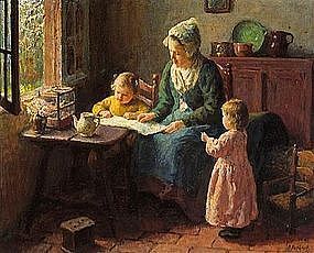 Mother Reading with Children: Bernard Pothast (item #862108)