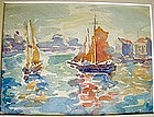 Sailboats in Harbor: Henri Edmond Cross