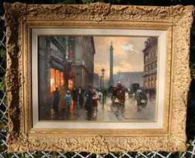 Paris Street Scene at Dusk: Edouard Leon Cortes