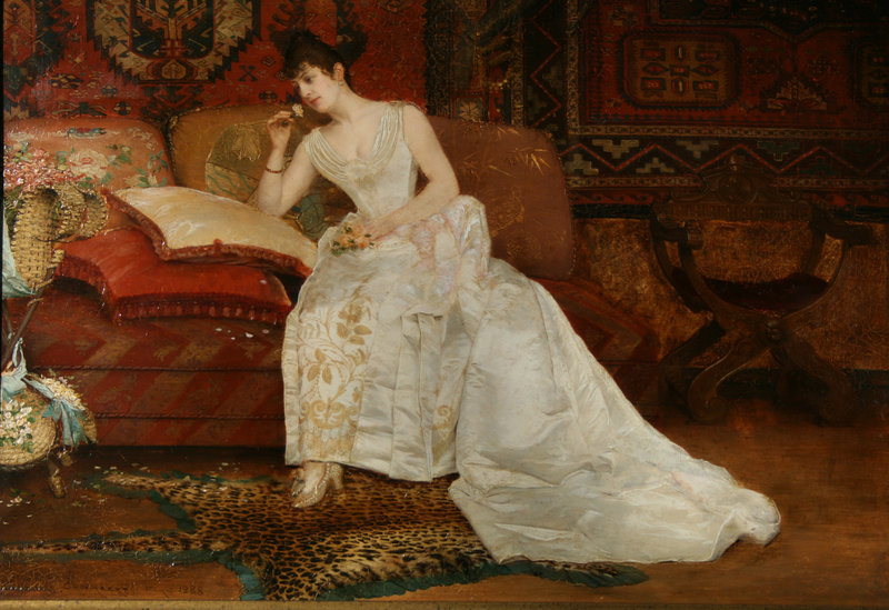 Lady in White Dress on Sofa: Georges Croegaert
