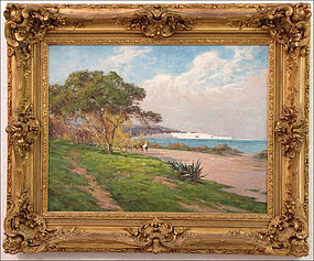 Impressionist Landscape by the Sea: Ernest G Marche
