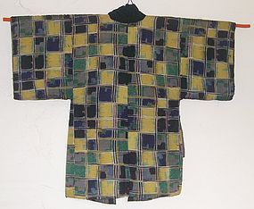 Antique Japanese Taisho Period Kasuri Hanten Coat