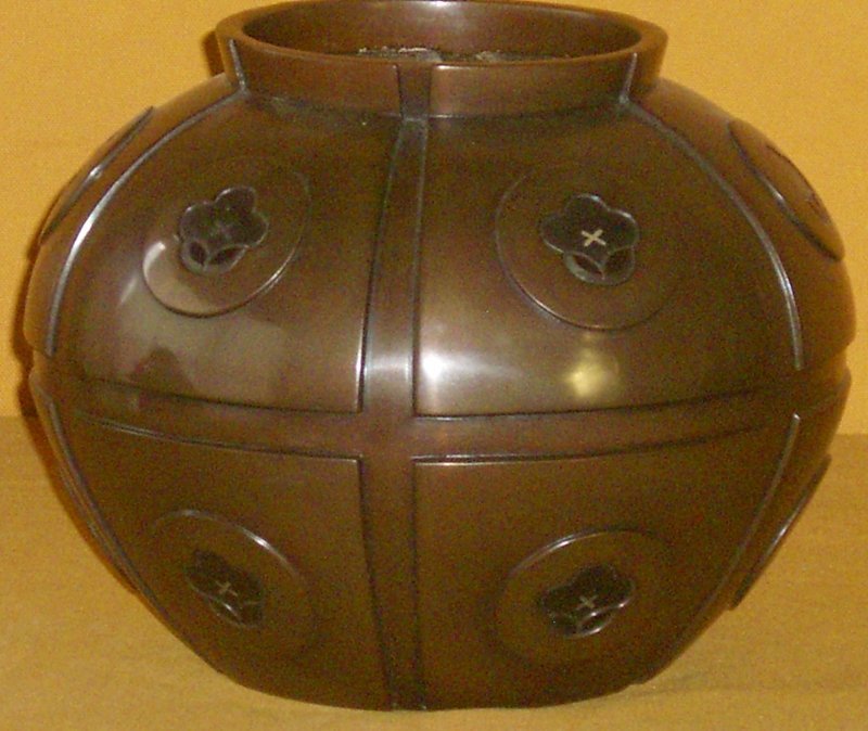 Antique Japanese Art Deco Bronze Flower Vase C.1937