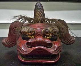 Antique Japanese Negoro Lacquered Festival Shishi