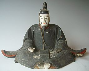 Antique Japanese Wood Carving 'Tenjin' C. 1915