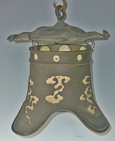 Antique Japanese Bronze Hanging Art Deco Lamp