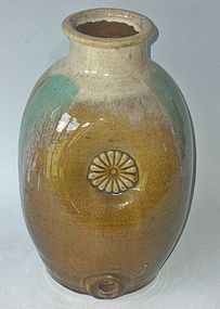 Antique Japanese Rare Imperial Crest Sake Storage Jar