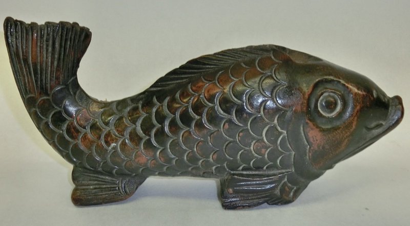 Antique Japanese Zelkova Jizaikagi Hearth Fish C.1920