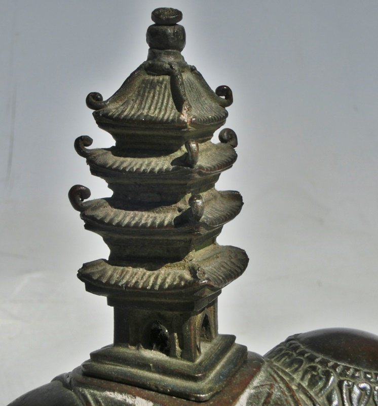 Antique Japanese Bronze Elephant Censor / Koro Incense Burner