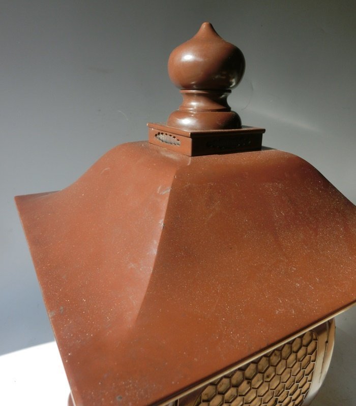 Antique Japanese Bronze C.1935 Oil Lamp