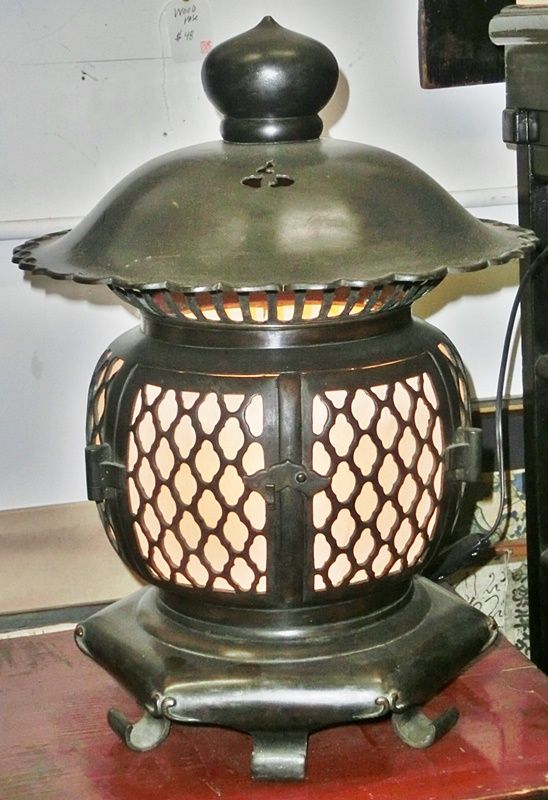 Antique Japanese Zen Buddhist Temple Bronze Lamp