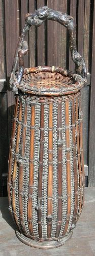 Japanese Antique Bamboo Flower Basket