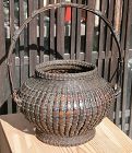 Antique Japanese Bamboo Flower Basket w/Original Box