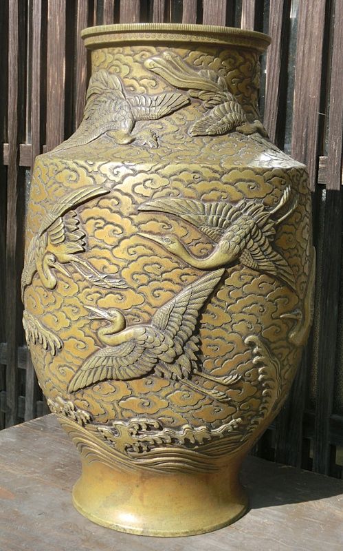 Antique Japanese Bronze Vase  Late Meiji Period C.1910