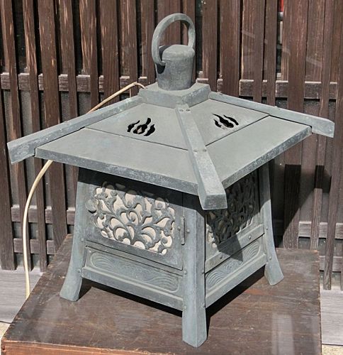 Antique Japanese Large Bronze Hanging Lantern C,1930