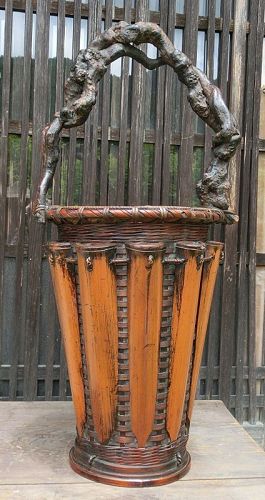 Antique Japanese Avant-Garde Bamboo Basket  C.1930