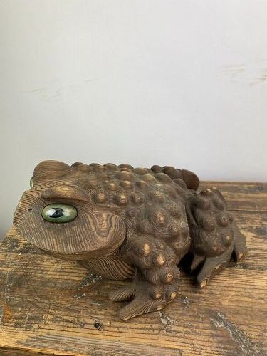 Antique Japanese Cedar Wood Frog