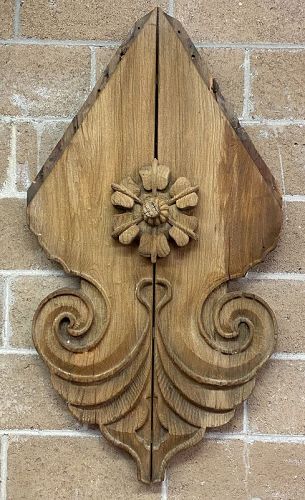 Antique Japanese Buddhist Temple Gable Carving